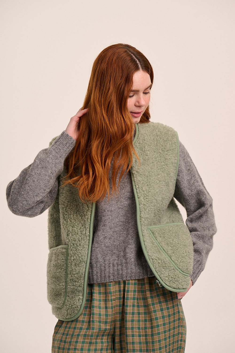Coldbreaker Peptico Vest - Green – back view / styled detail