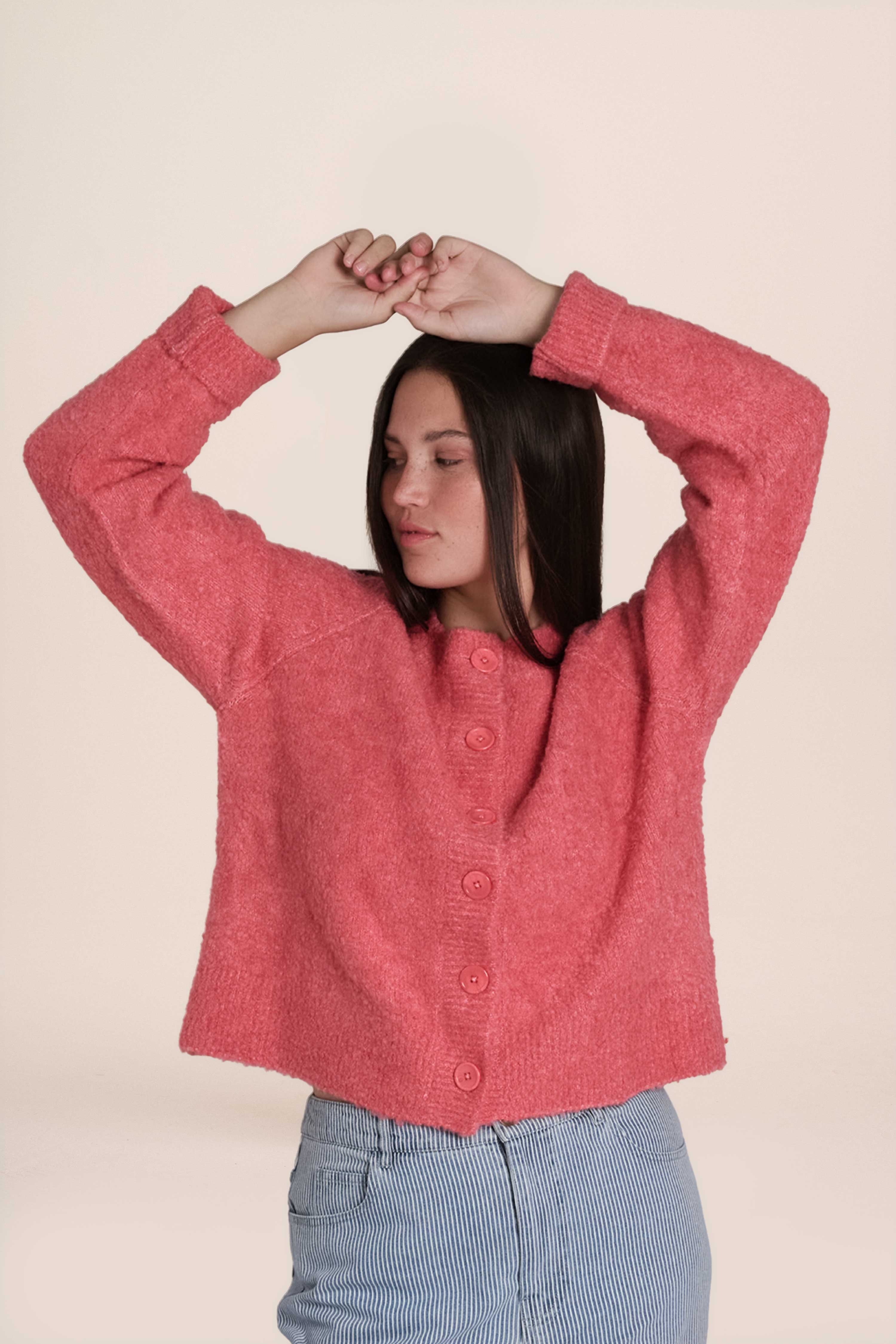 Clara Boucle Cardigan - Watermelon