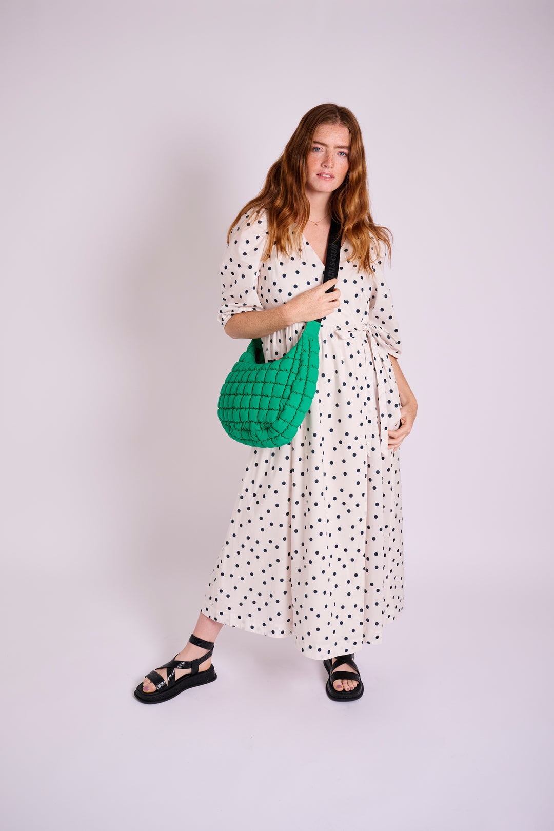 Tilly Dotty White Wrap Over Dress