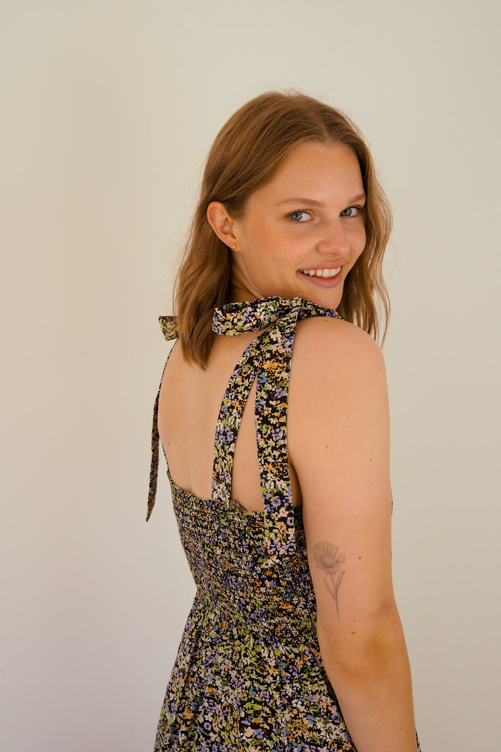 Eliza Tie Shoulder Shirred Bust Dress