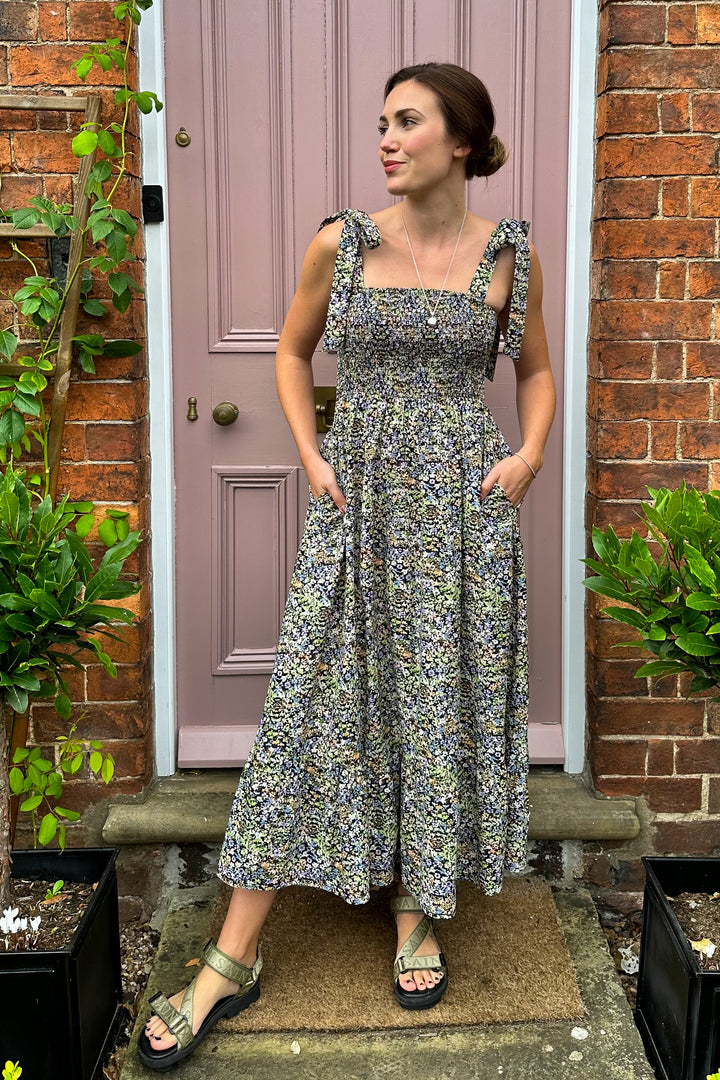 Eliza Tie Shoulder Shirred Bust Dress