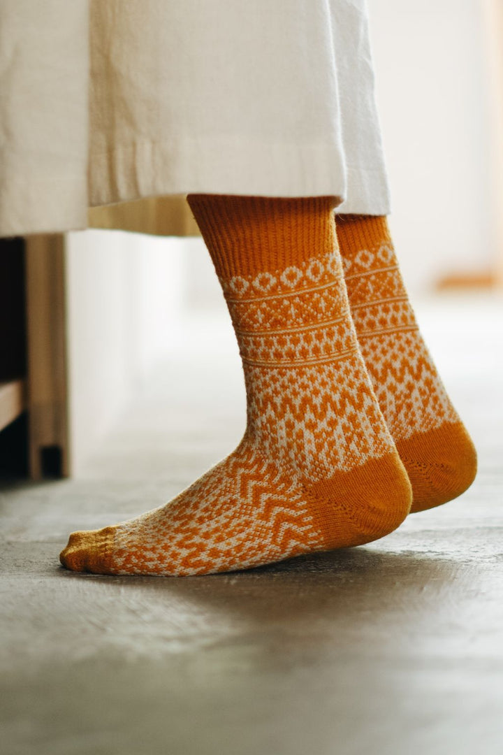 Nishiguchi Kutsushita Wool Socks - Orange