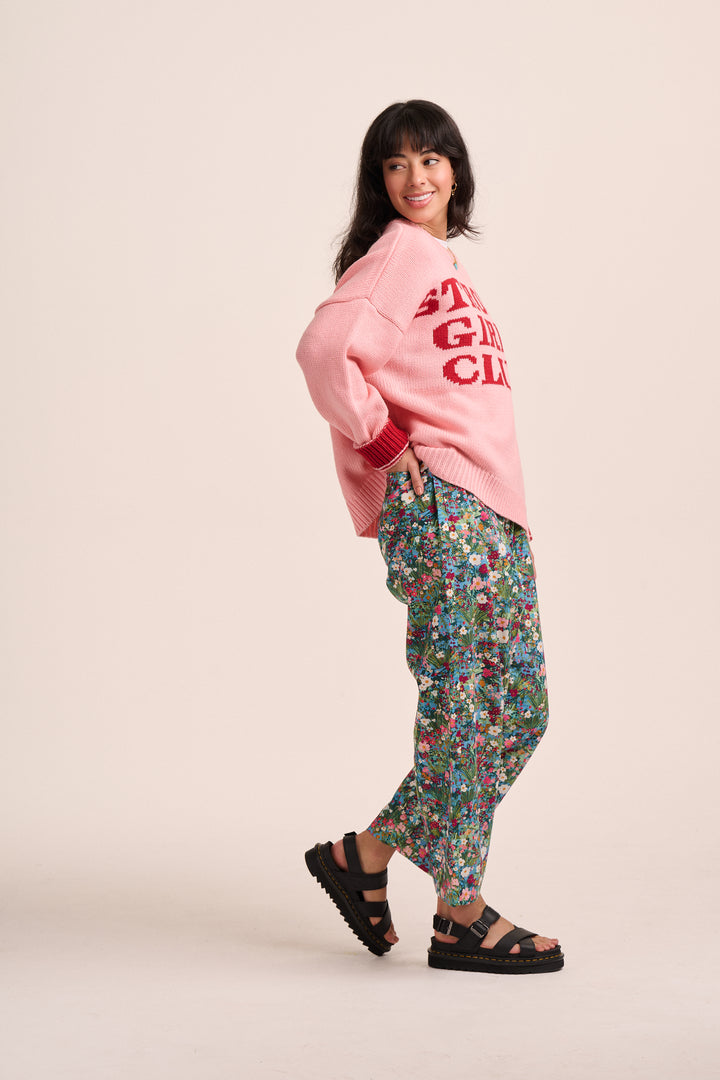 Knitted Strong Girls Club Jumper - Pink – back view / styled detail