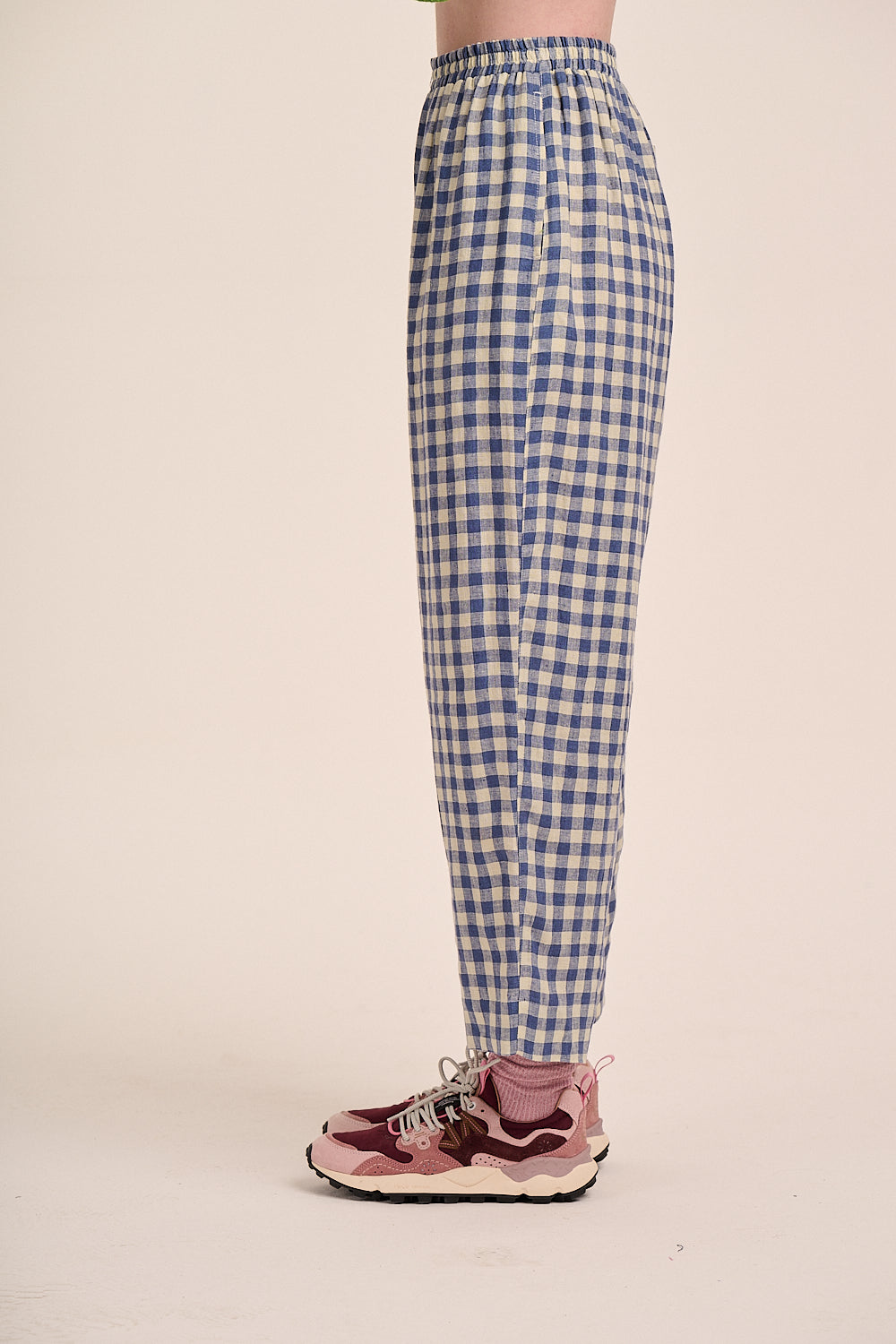 Peggy Linen Trousers - Blue Check