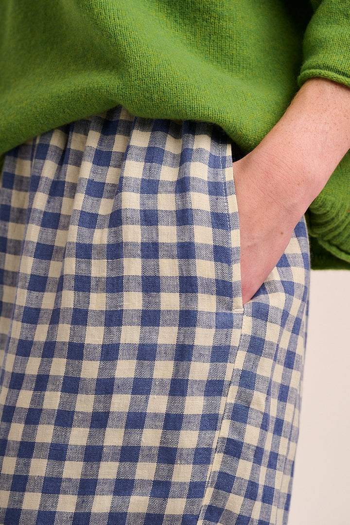 Peggy Linen Trousers - Blue Check