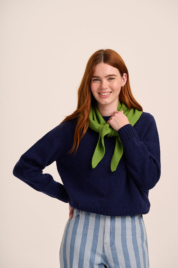 Nova Knitted Triangle Scarf - Green