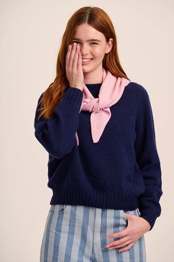 Nova Knitted Triangle Scarf - Pink