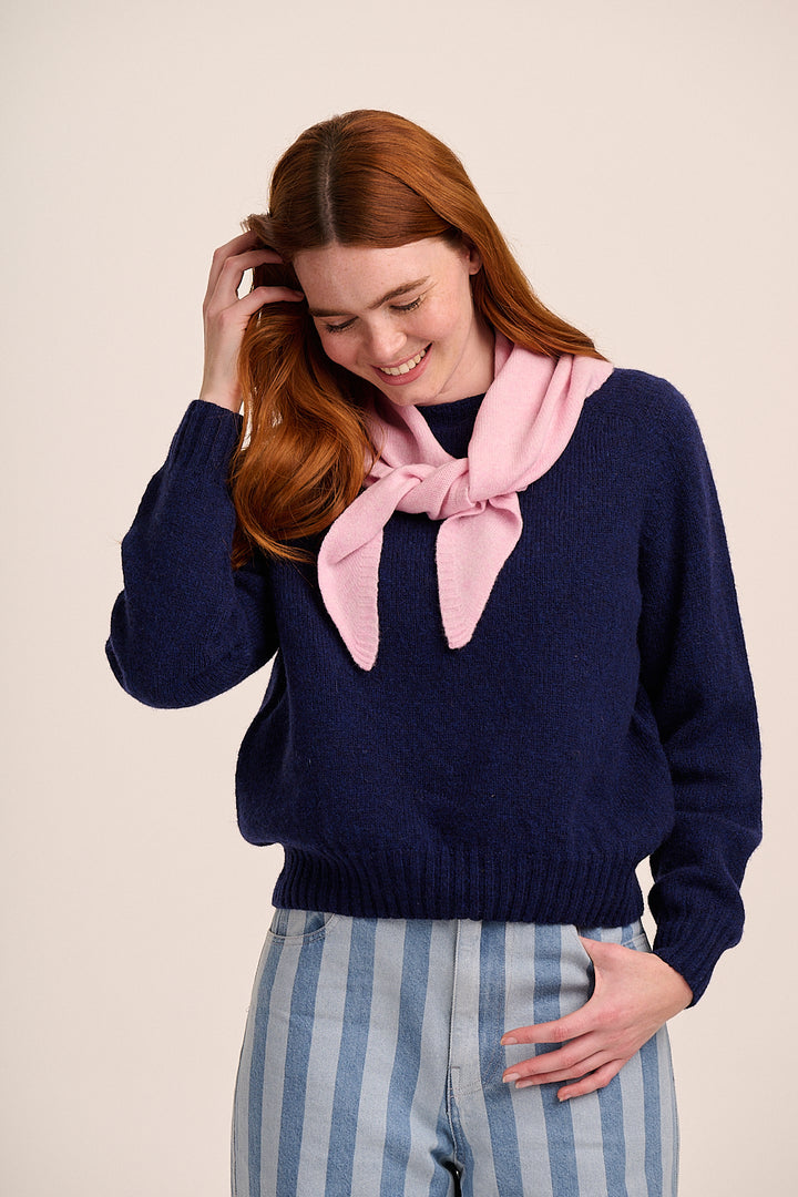 Nova Knitted Triangle Scarf - Pink