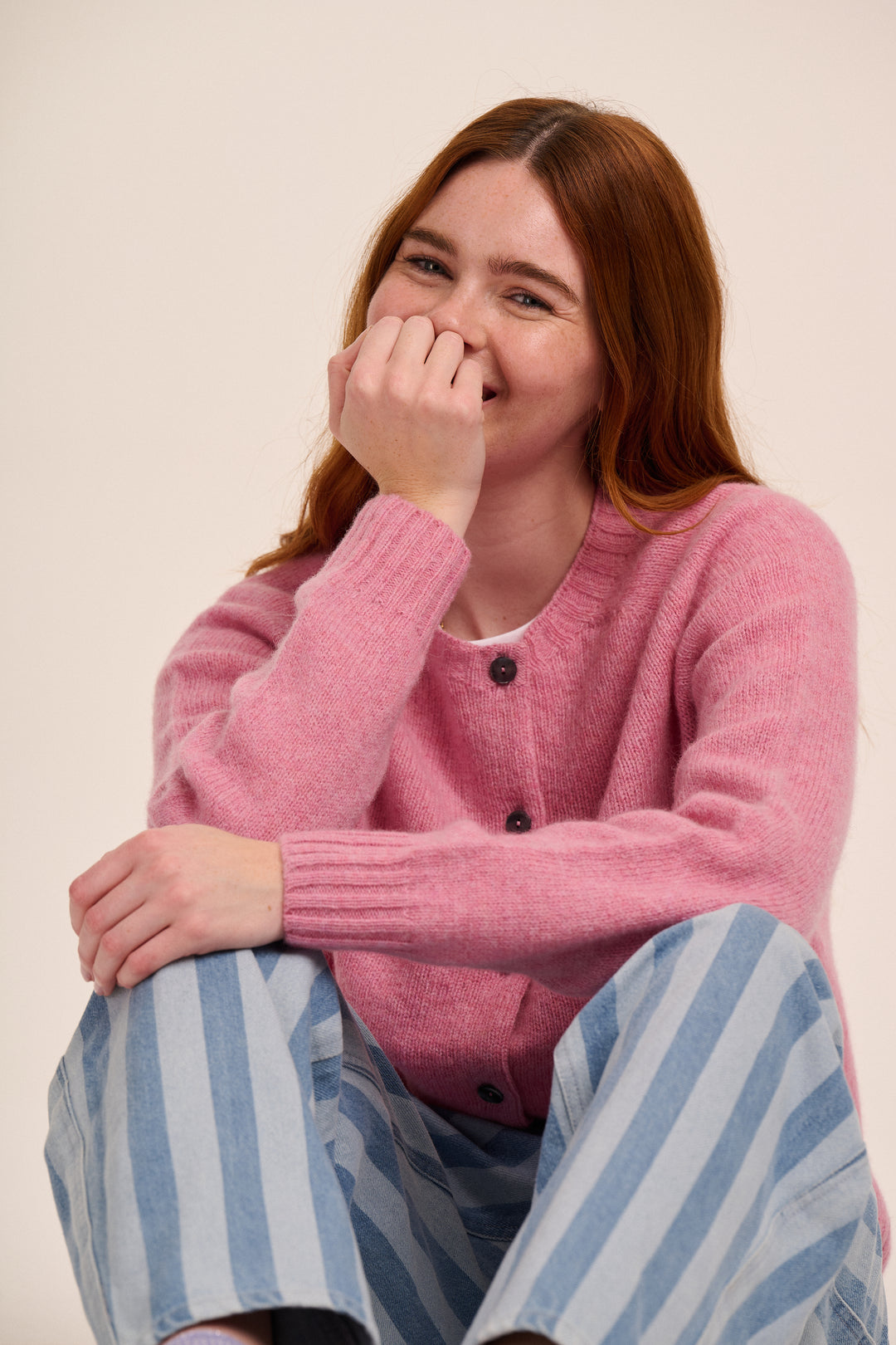 Mae Lambswool Cardigan - Sakura Pink