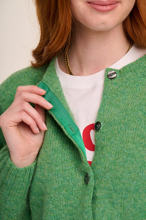 Mae Lambswool Cardigan - Parsley Green – additional view