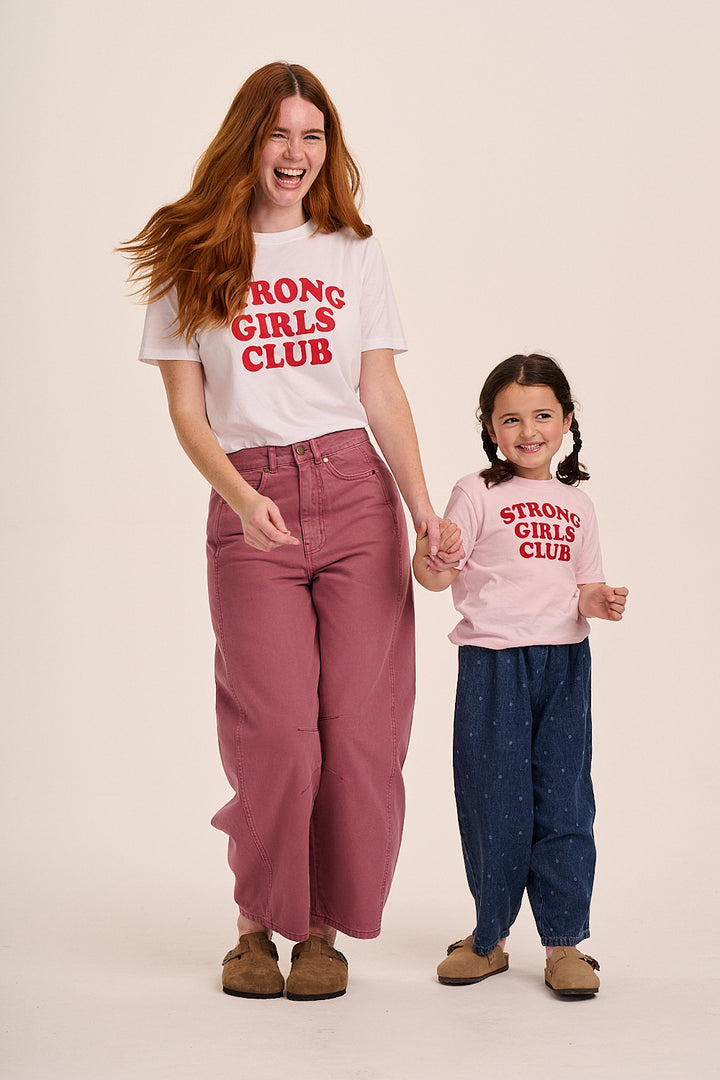 Strong Little Girls Club Slogan TShirt - Pink