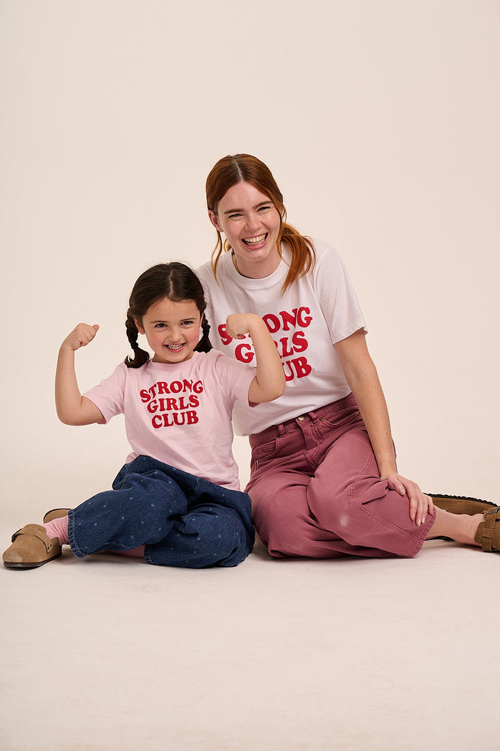 Strong Little Girls Club Slogan TShirt - Pink
