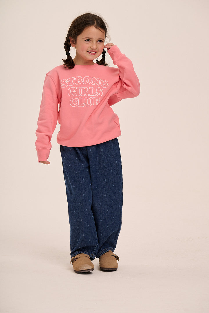 Strong Girls Club Kids Outline Sweatshirt - Coral Pink