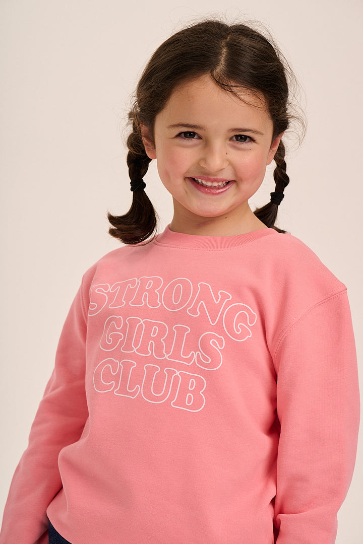 Strong Girls Club Kids Outline Sweatshirt - Coral Pink