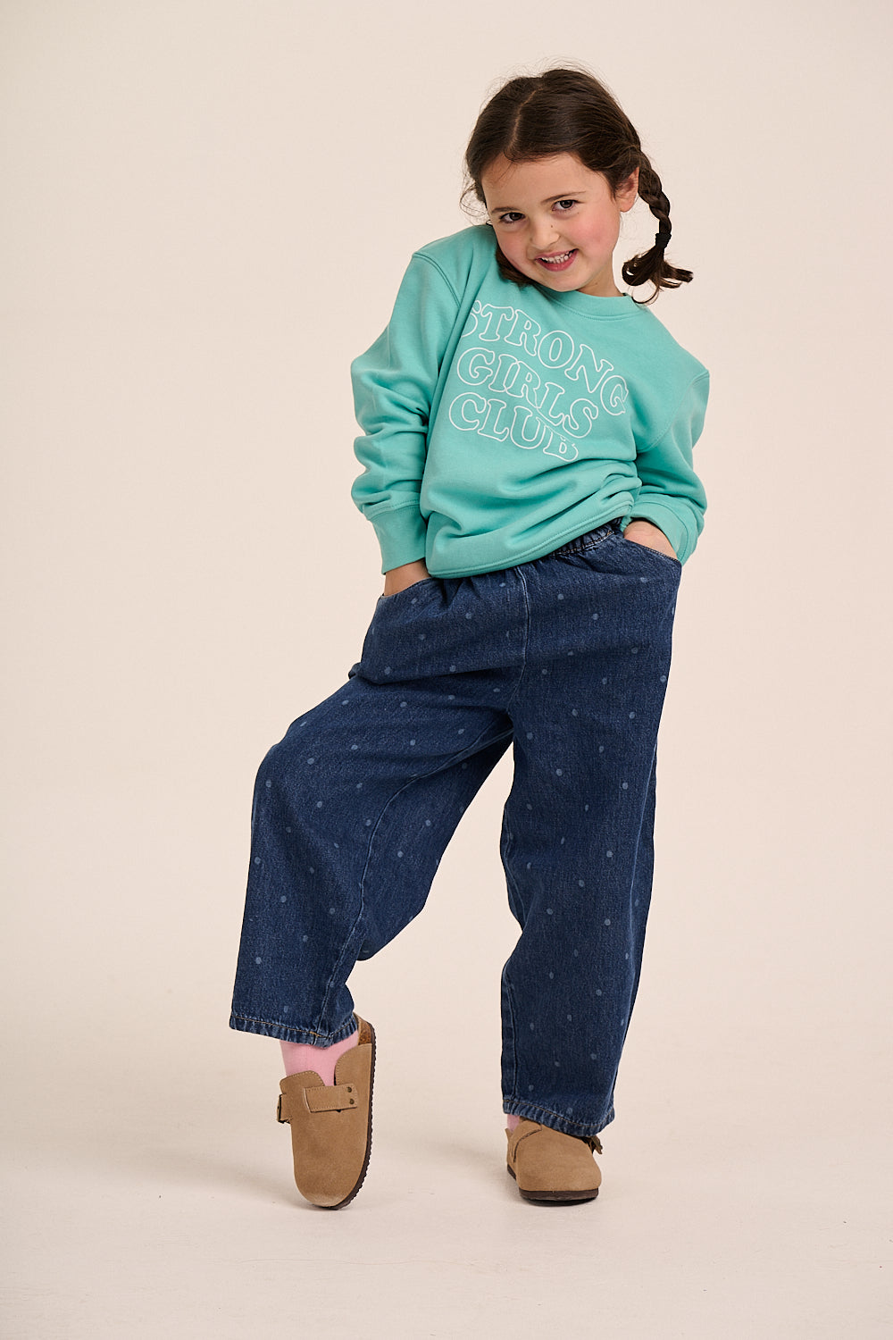Strong Girls Club Kids Outline Sweatshirt - Aqua