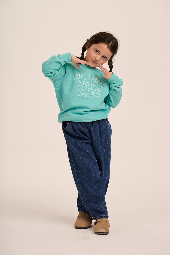 Strong Girls Club Kids Outline Sweatshirt - Aqua