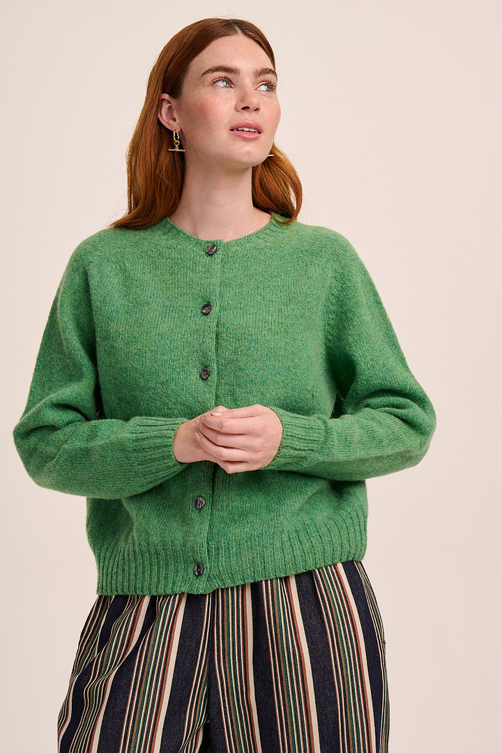 Mae Lambswool Cardigan - Parsley Green