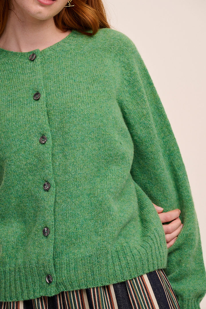 Mae Lambswool Cardigan - Parsley Green