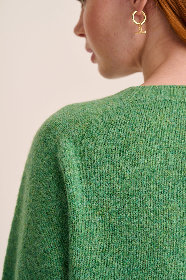 Mae Lambswool Cardigan - Parsley Green