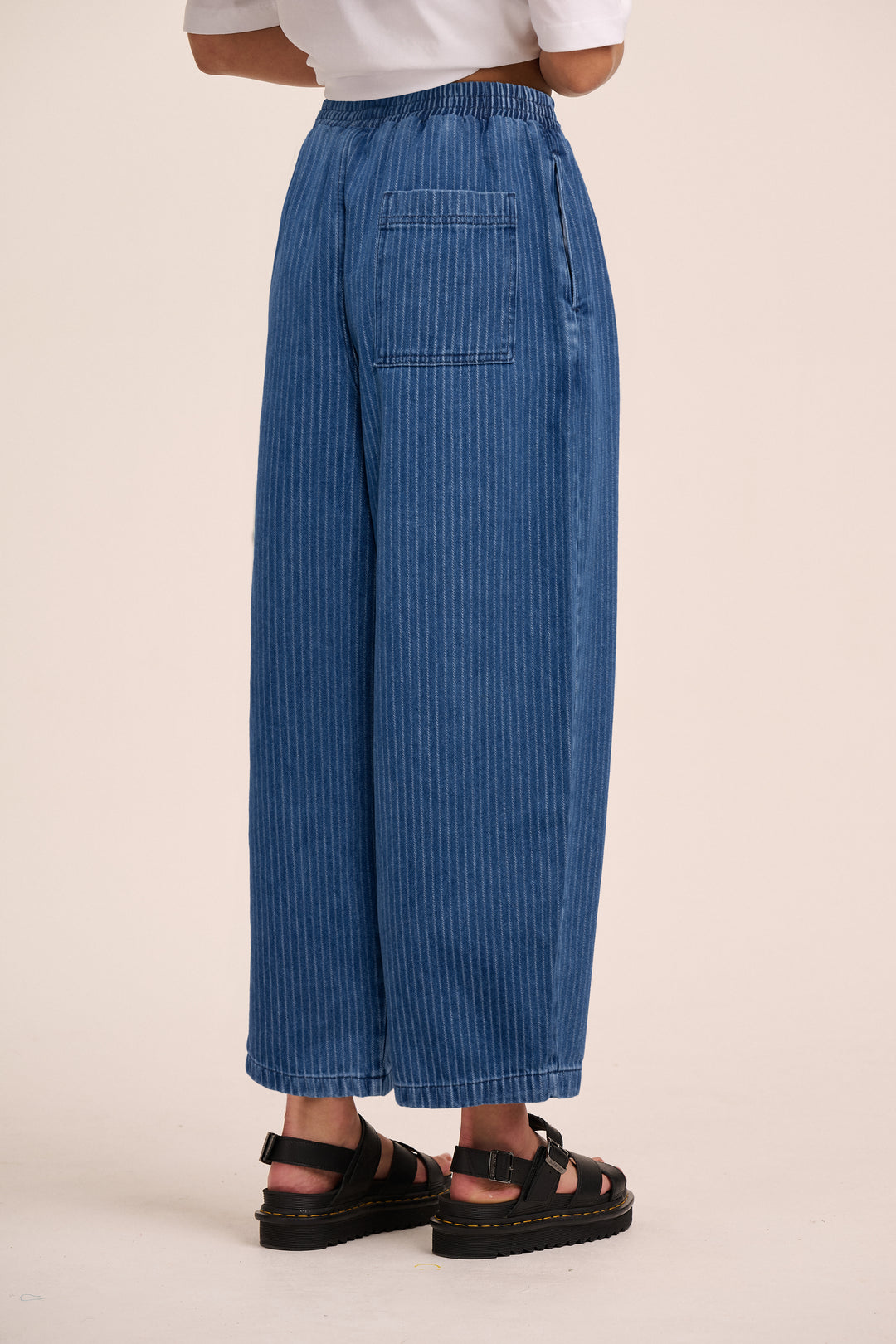 Ottie Denim Trousers in Needle Stripe — Mutha.Hood balloon-leg jeans