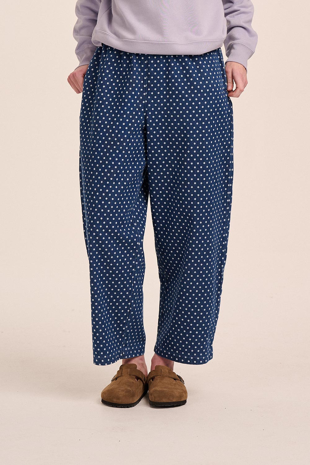 Ottie Denim Trousers - Mid Wash Dotty – Trousers from Mutha.Hood