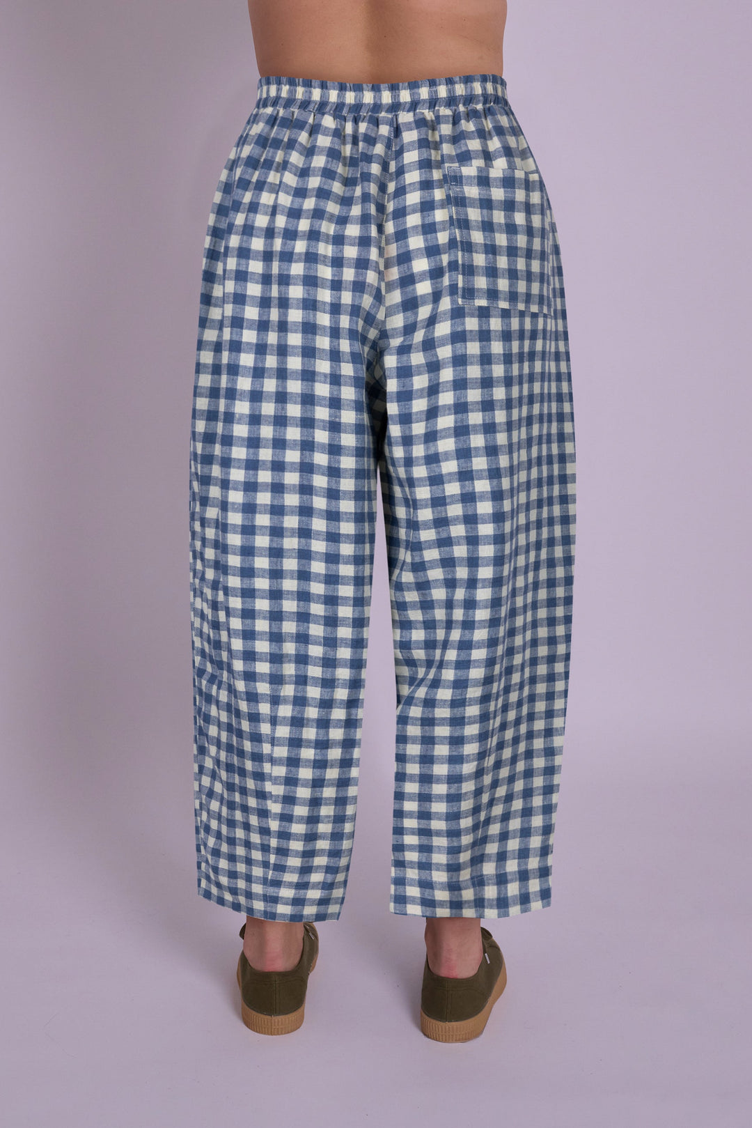 Peggy Linen Trousers - Blue Check
