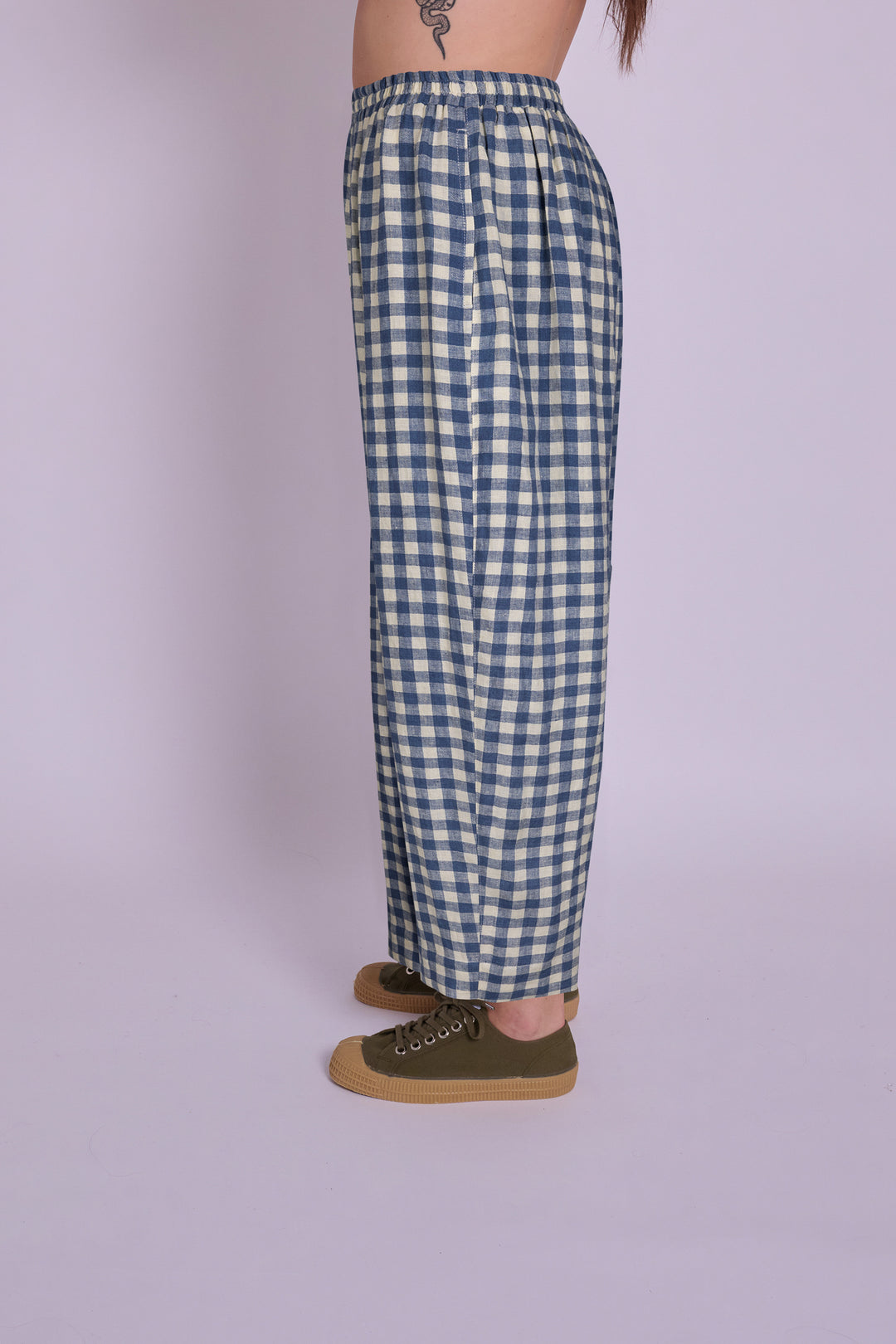Peggy Linen Trousers - Blue Check