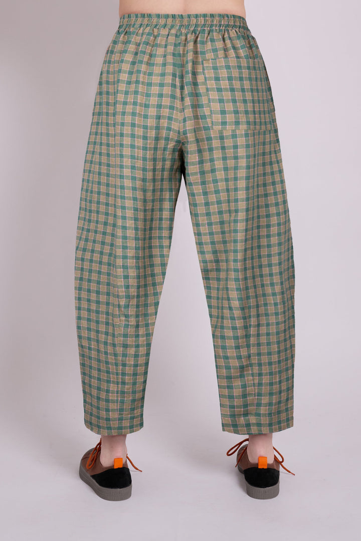 Peggy Linen Trousers - Green Grid Check