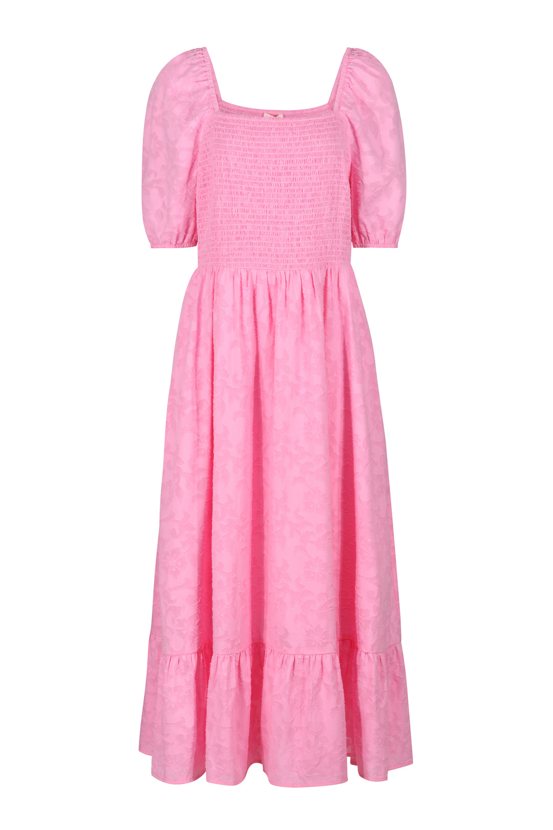 Peony Pink Shirred Bust Midi Dress