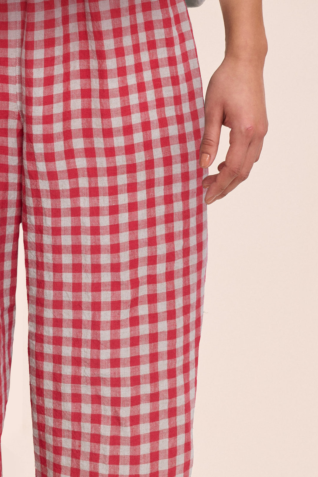 Peggy Linen Trousers - Red & Sand Gingham