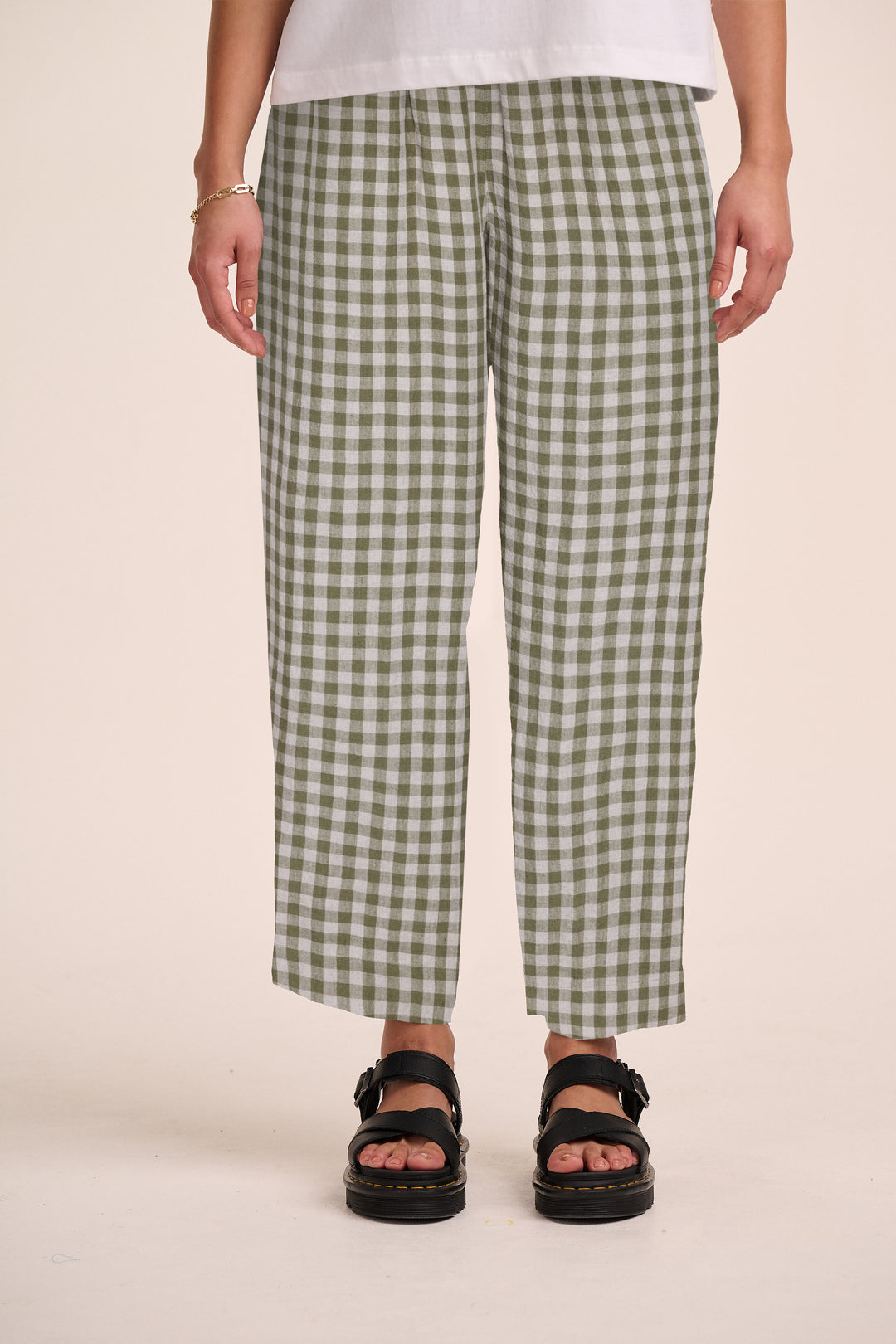 Peggy Linen Trousers - Sage & Sand Gingham – Trousers from Mutha.Hood
