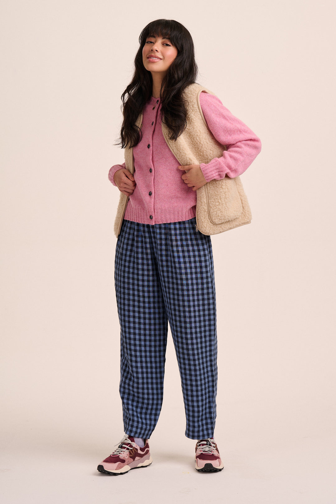 Peggy Linen Trousers - Perriwinkle Blue Gingham