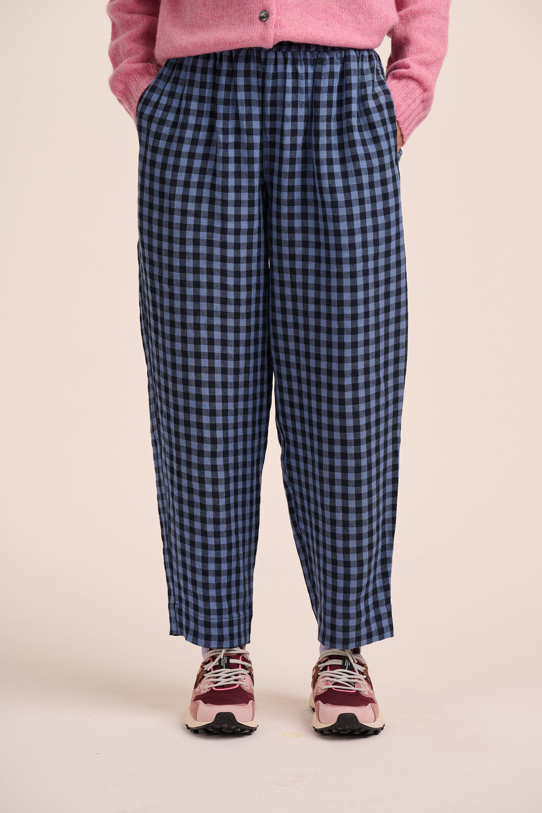Peggy Linen Trousers - Perriwinkle Blue Gingham