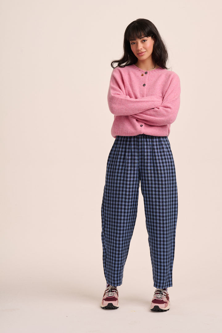 Peggy Linen Trousers - Perriwinkle Blue Gingham