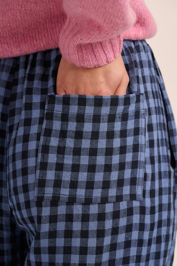 Peggy Linen Trousers - Perriwinkle Blue Gingham