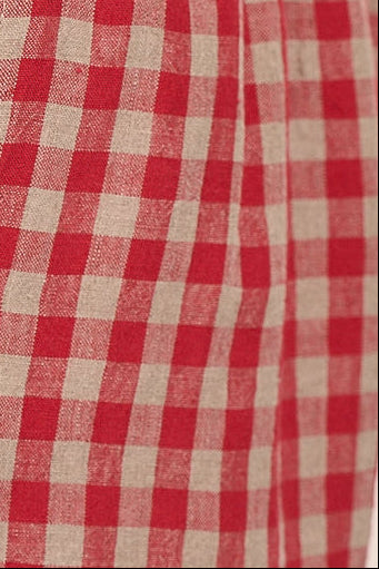 Nova Linen Top - Red & Sand Check