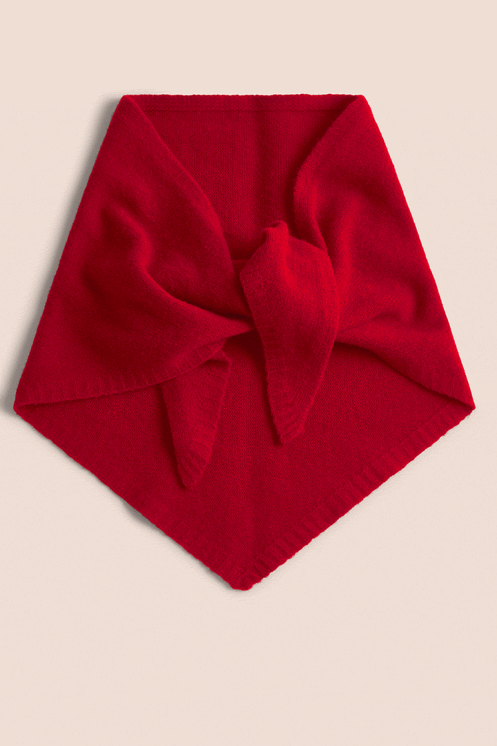 Nova Merino Wool Knitted Triangle Scarf - Crimson Red