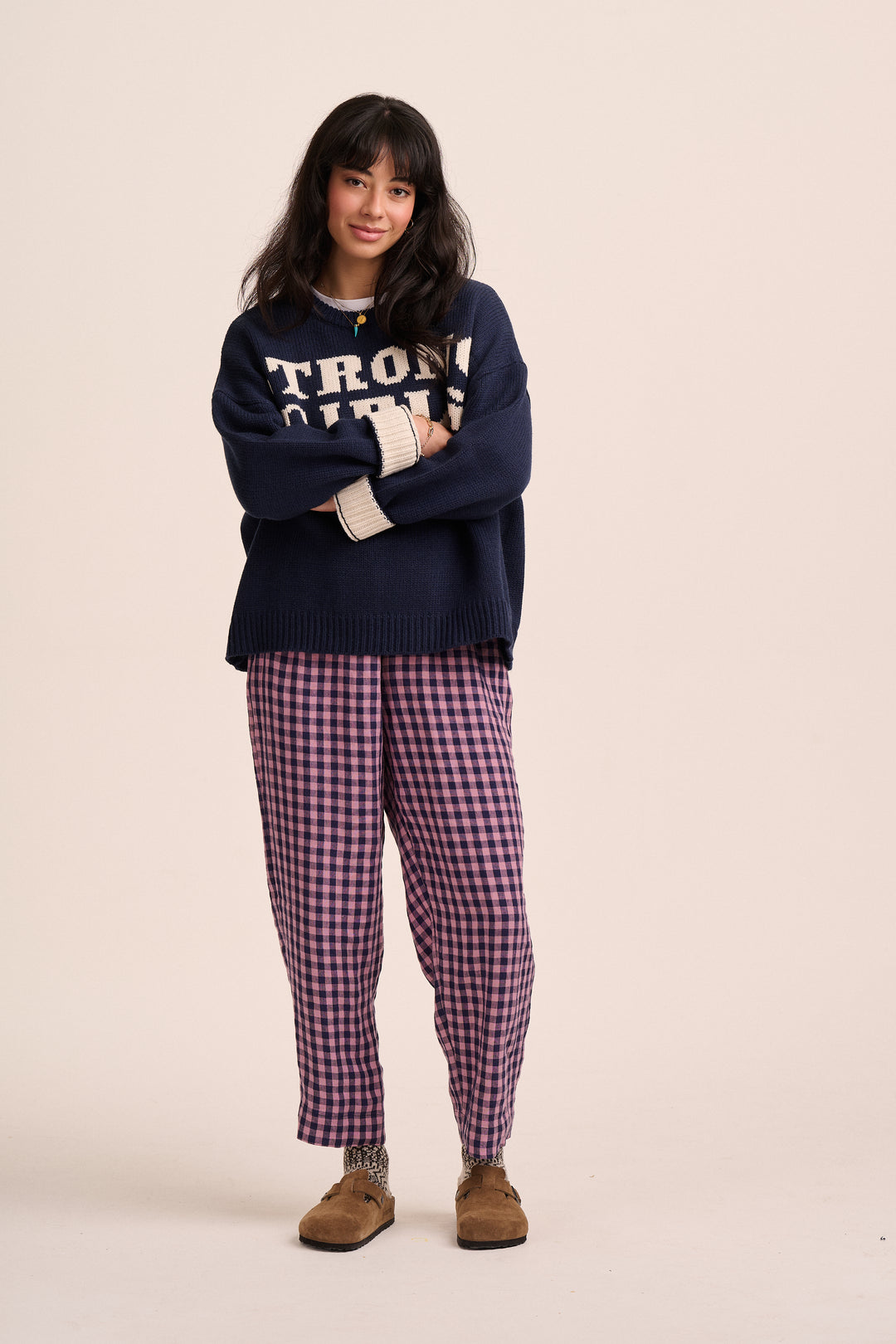 Peggy Linen Trousers - Pink Gingham