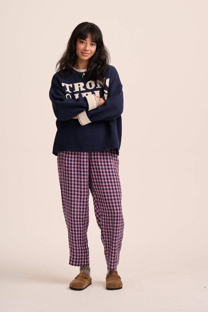 Peggy Linen Trousers - Pink Gingham