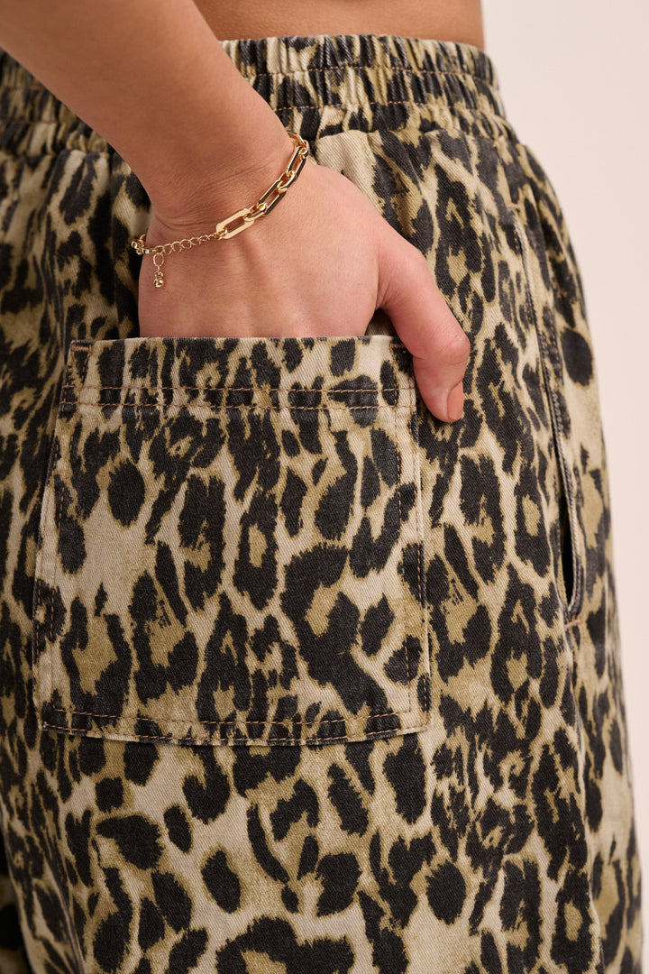 Ottie Denim Trousers - Leopard