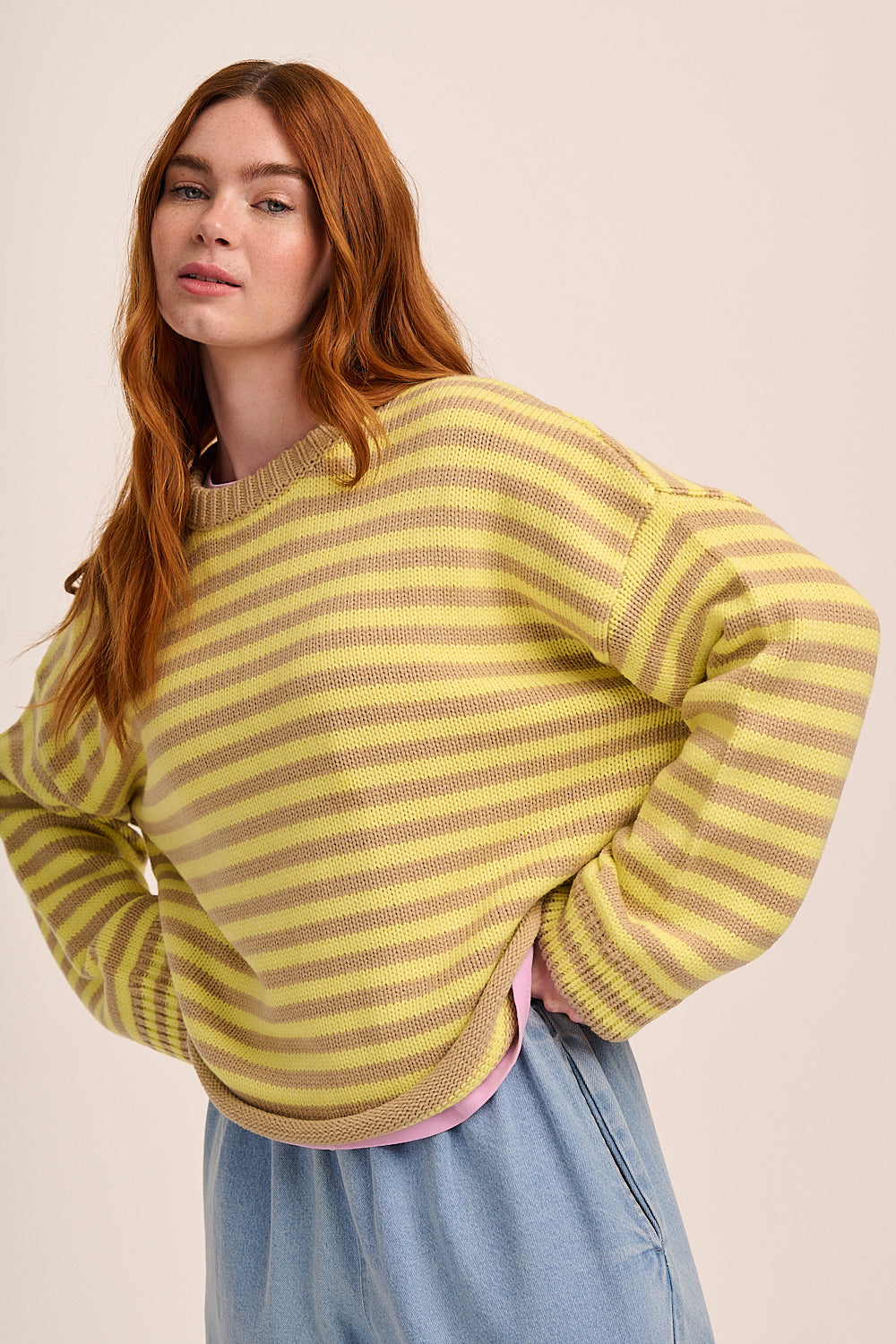 Tabby Stripe Jumper - Lemon
