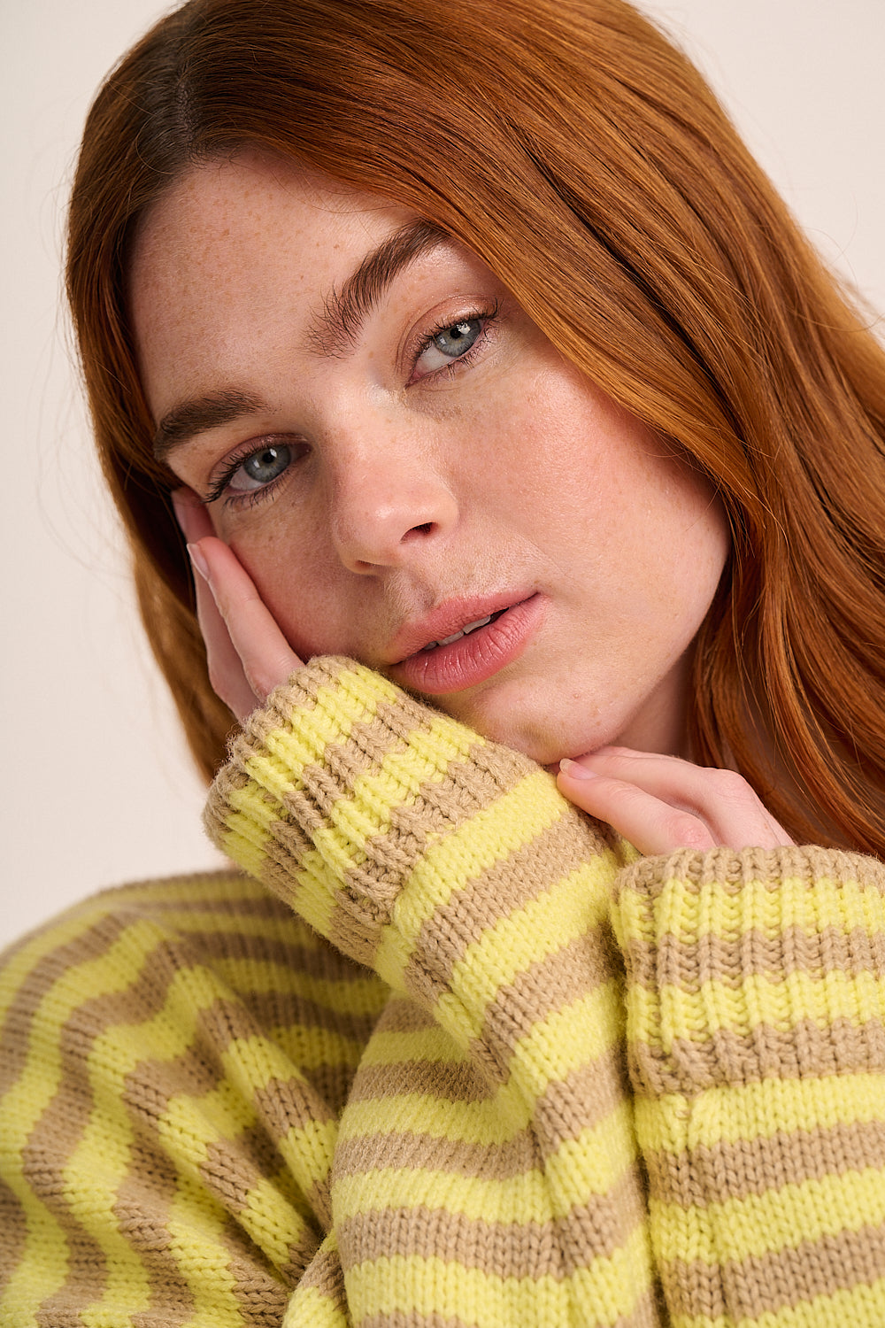 Tabby Stripe Jumper - Lemon – back view / styled detail
