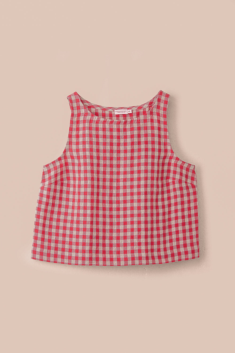 Nova Linen Top - Red & Sand Check