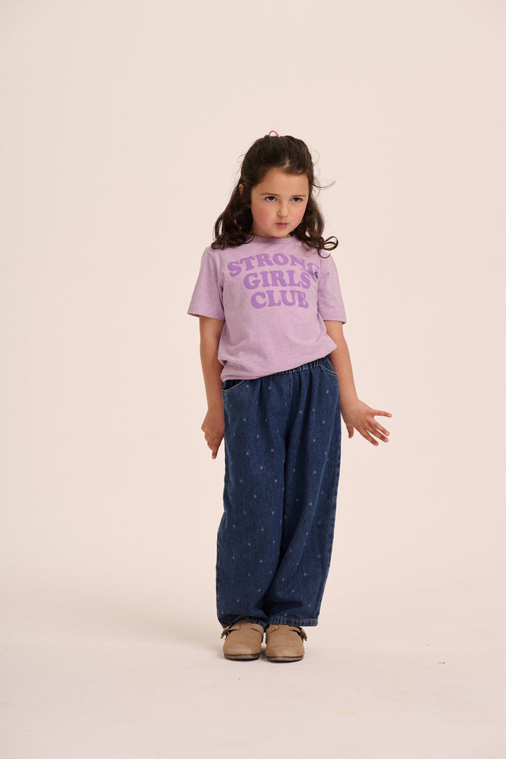 Strong Little Girls Club Slogan TShirt - Lilac