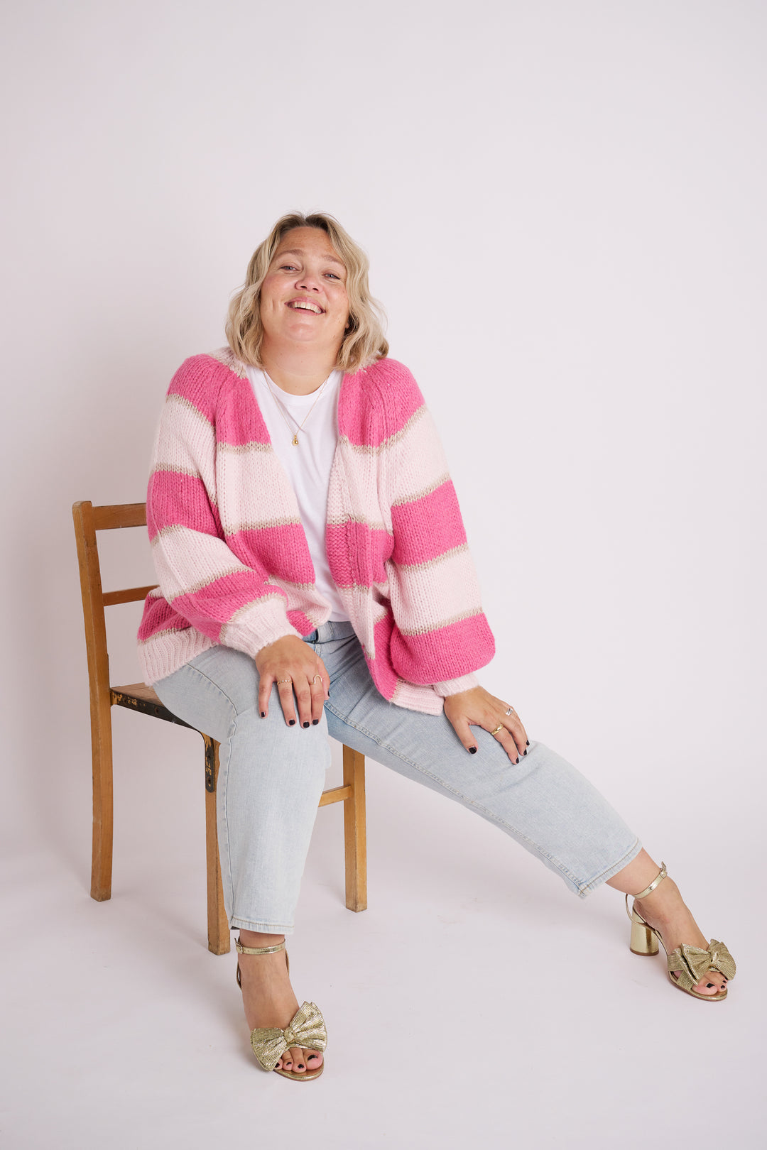 Raspberry Ripple Pink Stripe Cardigan