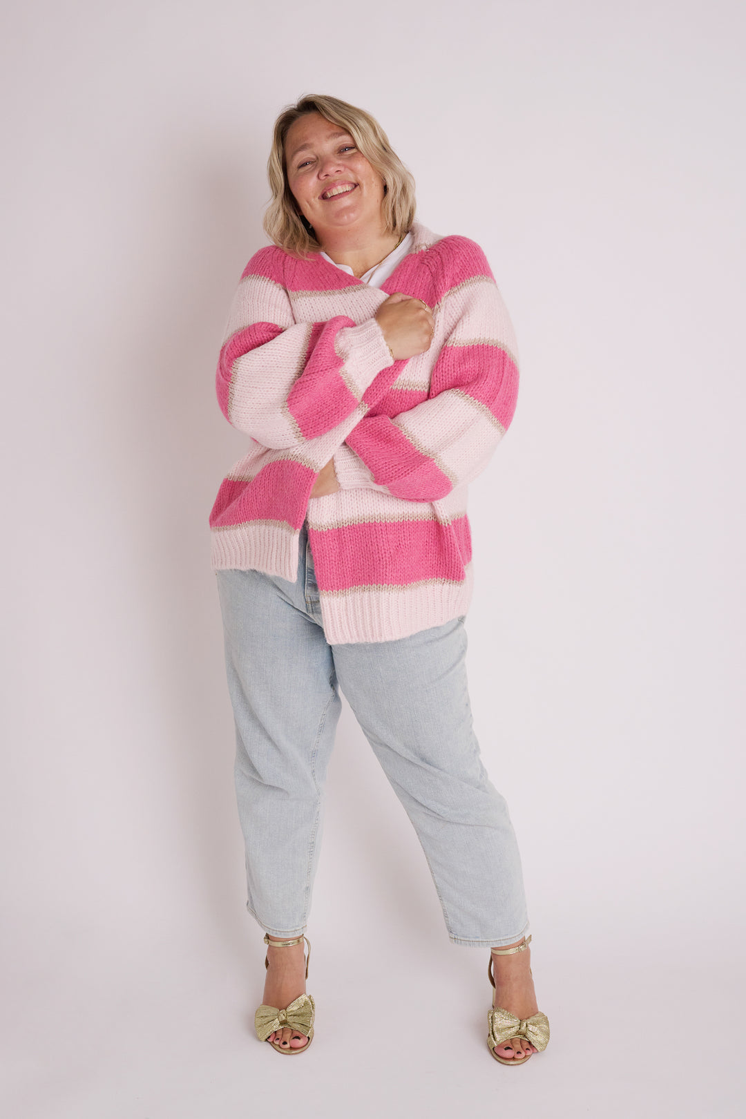 Raspberry Ripple Pink Stripe Cardigan