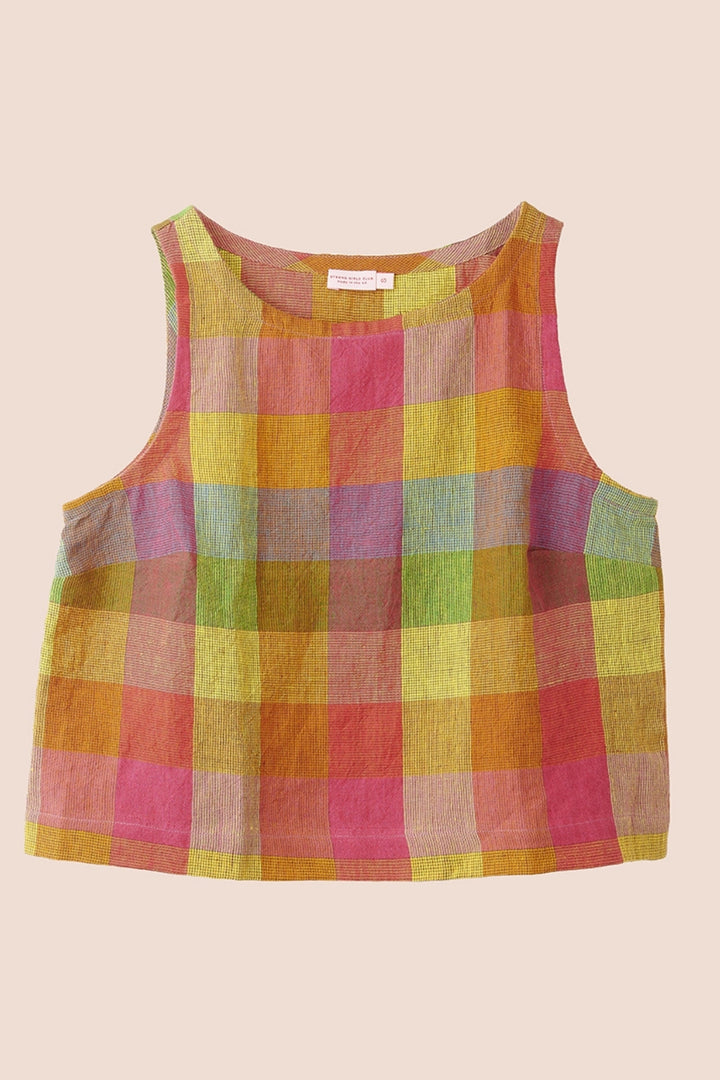 Nova Linen Top - Bright Check
