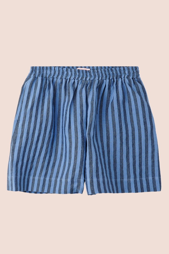 Ziggy Linen Shorts - Tonal Blue Stripe