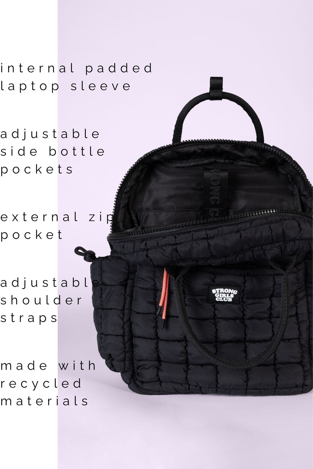 Dumpling Quilted Black Backpack