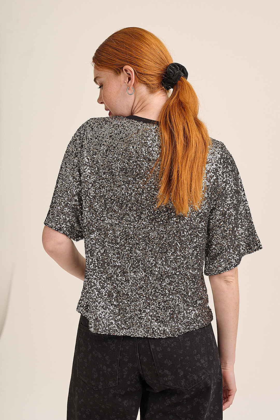 Alice Boxy Sequin Top - Gunmetal